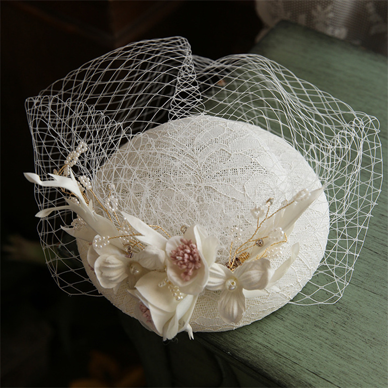 Pearls Flower Bridal Hat with  - Hair Net Invisible ulasan dan harga