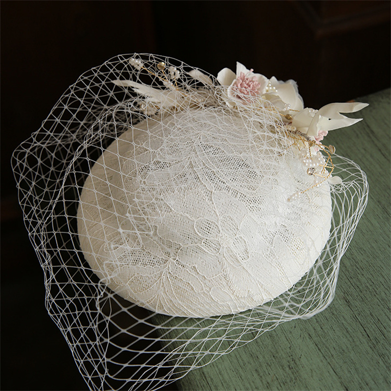 Pearls Flower Bridal Hat with  - Hair Net Invisible ulasan dan harga