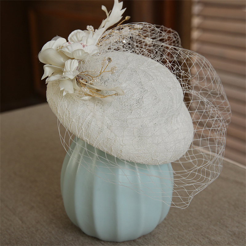 Pearls Flower Bridal Hat with  - Hair Net Invisible ulasan dan harga