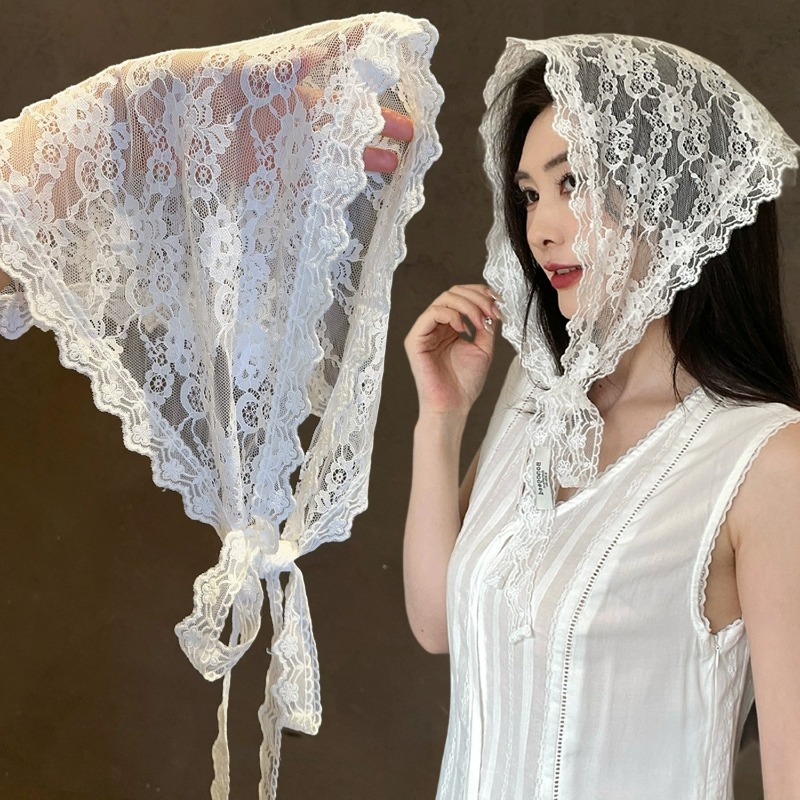 Lace Up Floral Triangle Headsc - Hair Net Invisible ulasan dan harga