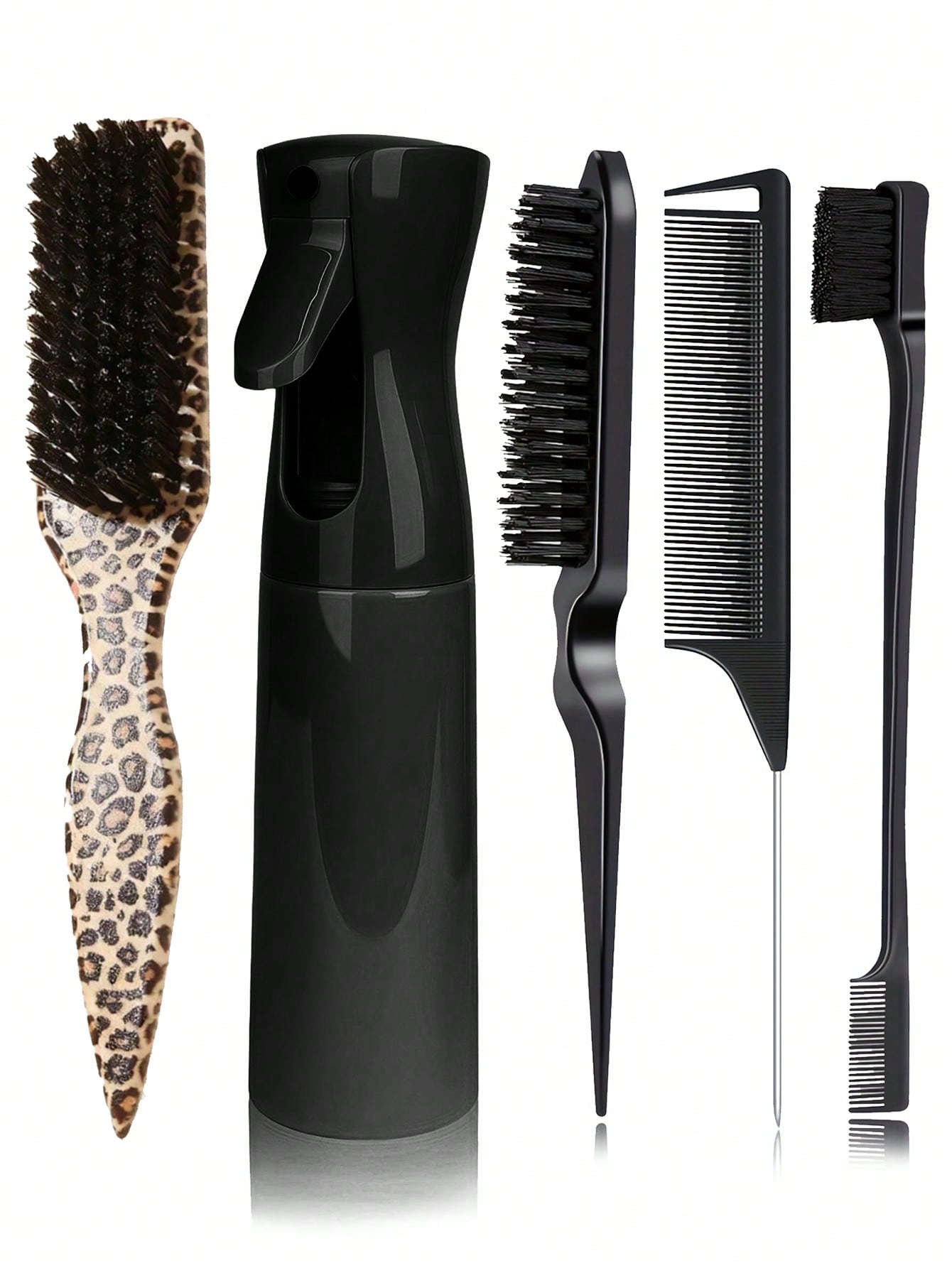 5pcs Leopard Print Tail Comb & - Hair Care Homemade ulasan dan harga